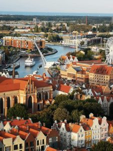 Fantastic view from the Basilica towards the docks and river vistula.